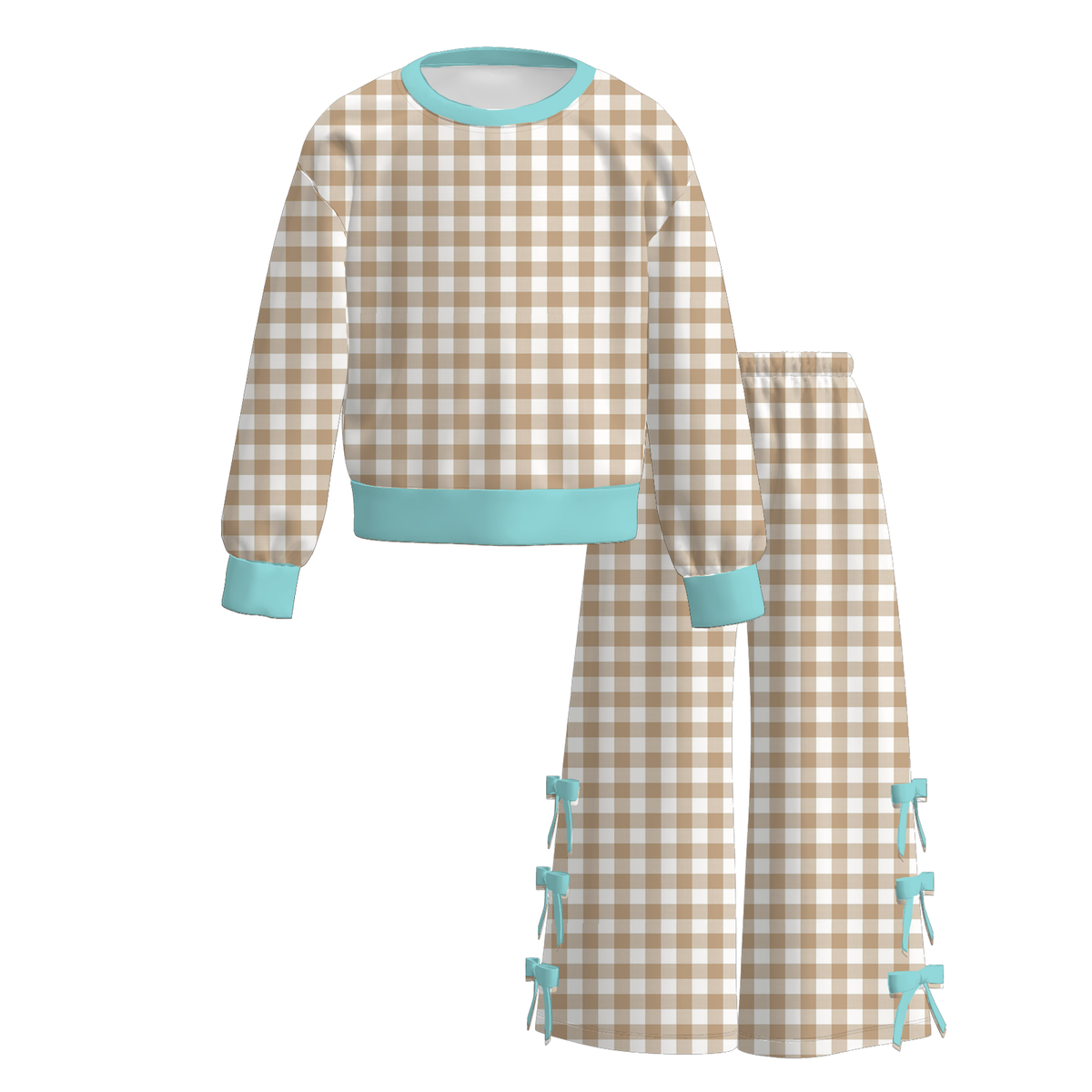 （Weekly Pre-Order）Girls Plaid Print Bow Outfit Set（Ends 9.27）