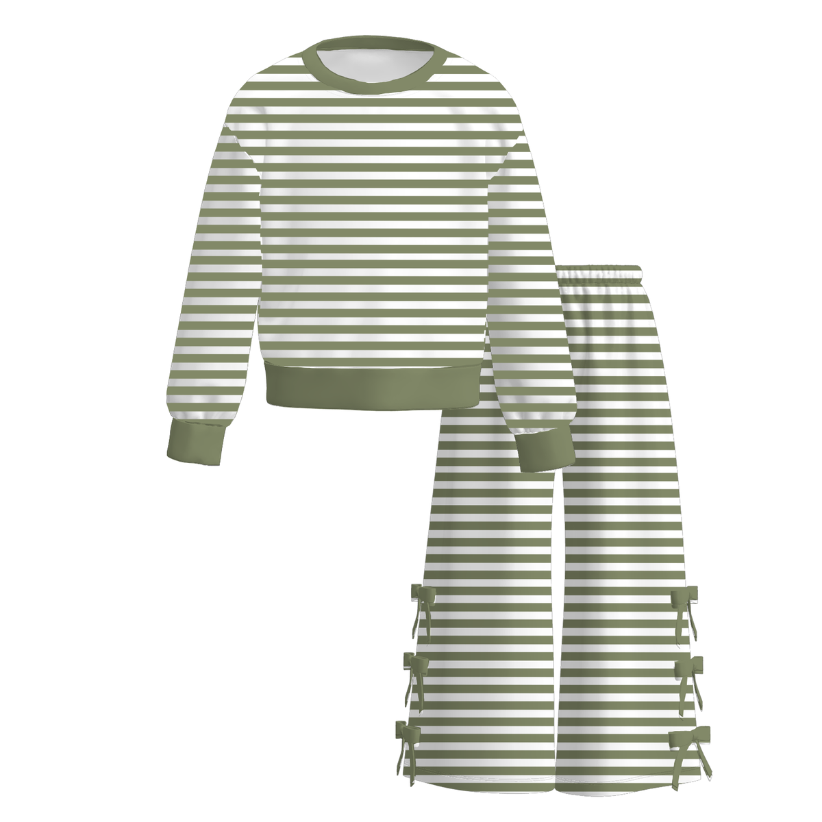 （Pre Order,Prepack Zone）Girls Stripe Print Bow Outfit Set（Mix Size）