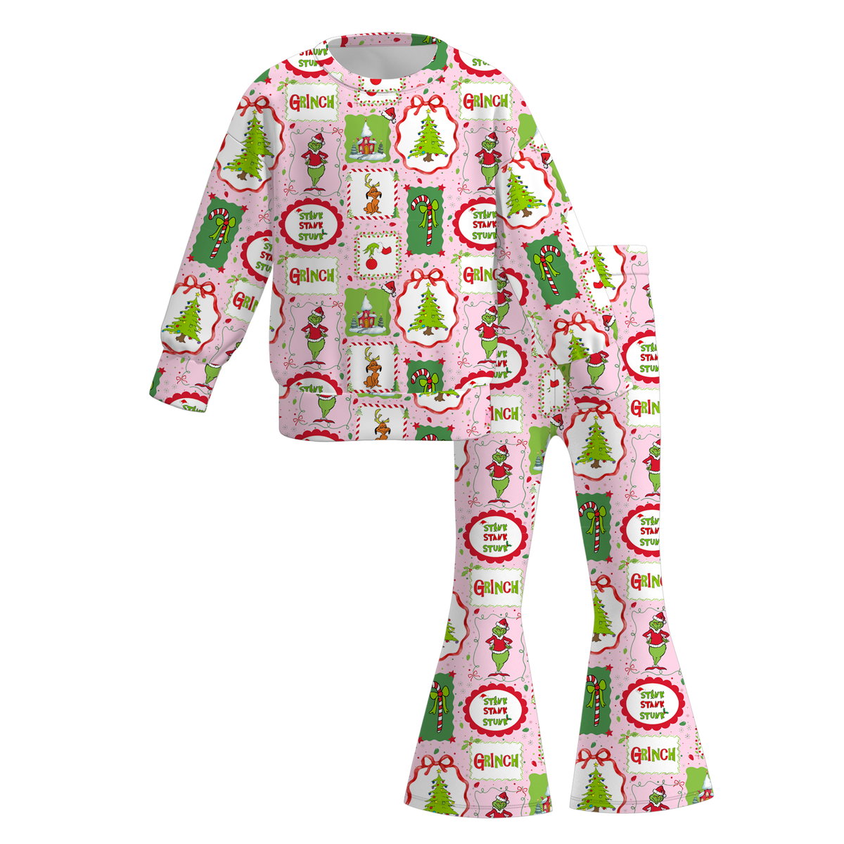 （Weekly Pre-Order）Girls Christmas Print Twill Sweatshirt Suit（Ends 10.6）