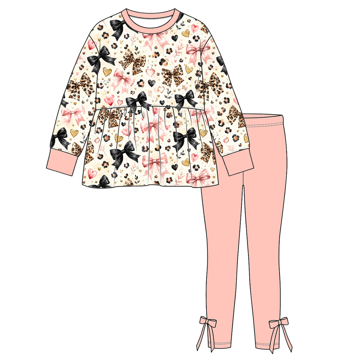 （Weekly Pre-Order）Girls Bow Print Outfit Set（Ends 10.11）
