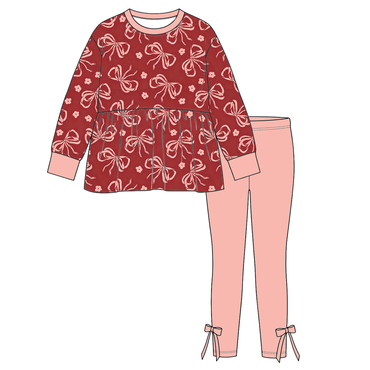 （Weekly Pre-Order）Girls Bow Print Outfit Set（Ends 10.11）