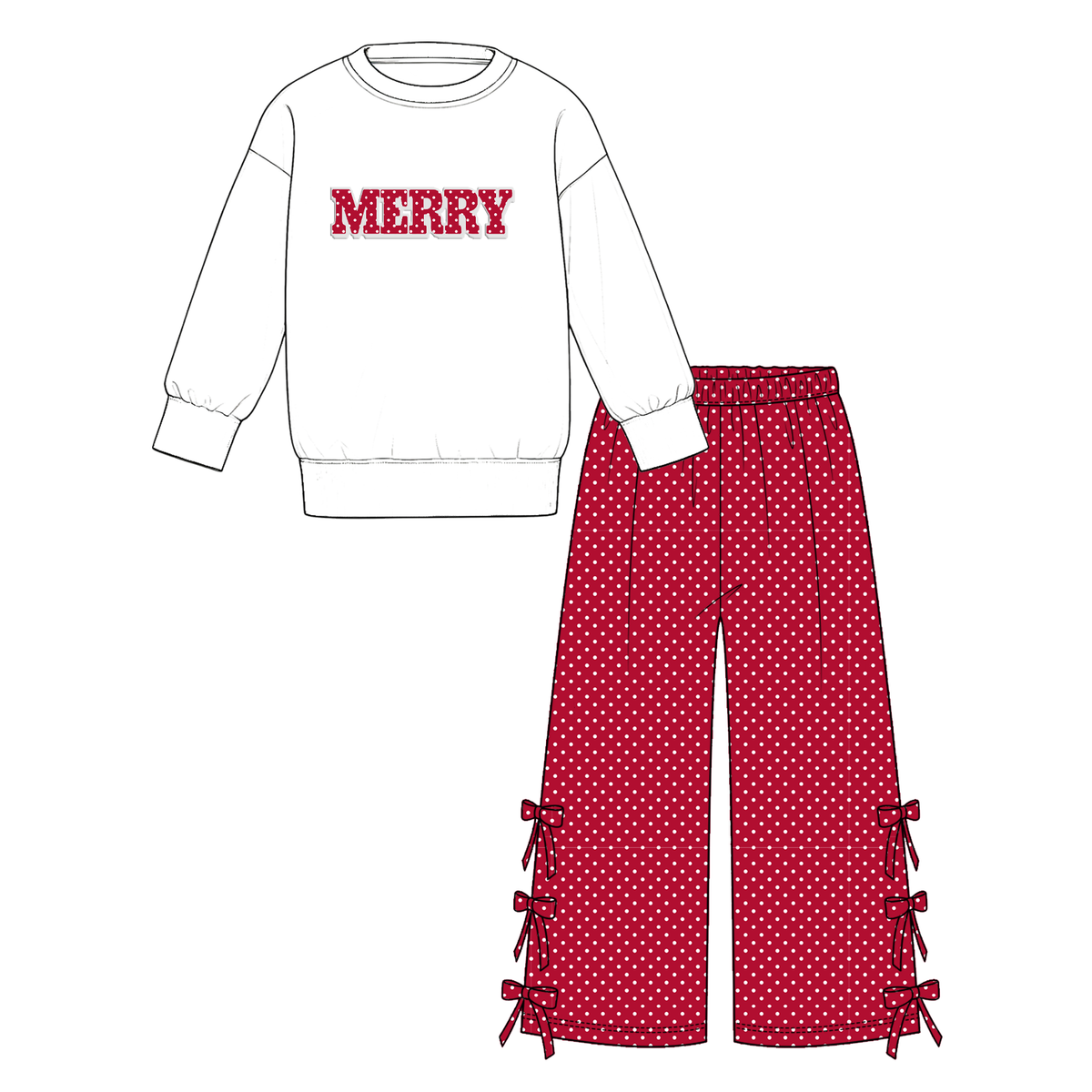 （Pre Order,Prepack Zone）Girls Christmas Print Shorts Set&Pants Set（Mix Size）