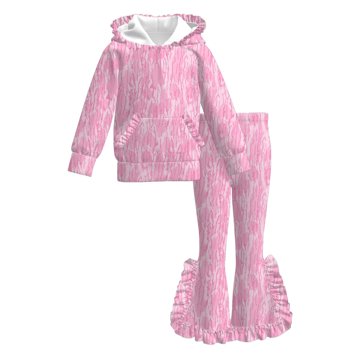 （Weekly Pre-Order）Girls Fall Print Ruffle Hoodie Set（Ends 10.11）
