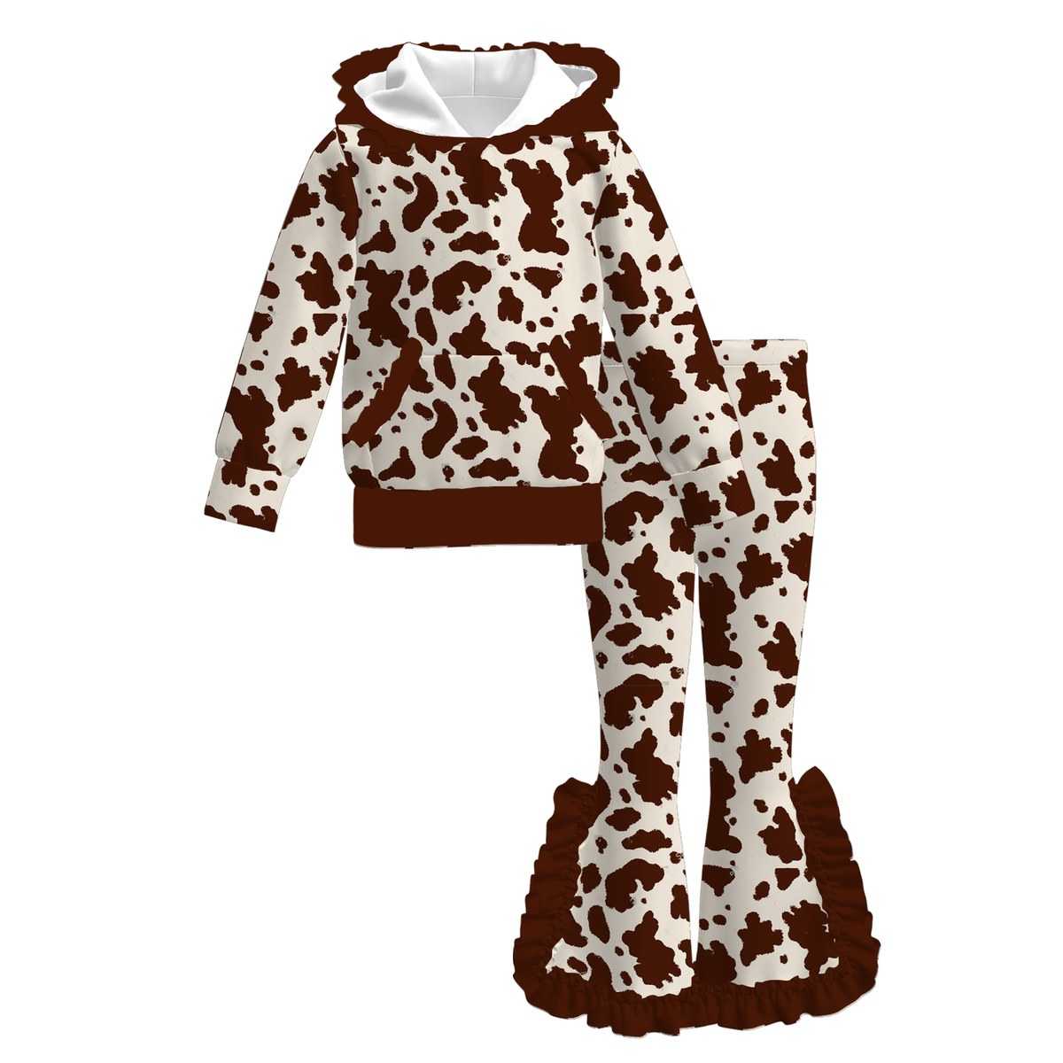 （Weekly Pre-Order）Girls Fall Print Ruffle Hoodie Set（Ends 10.11）