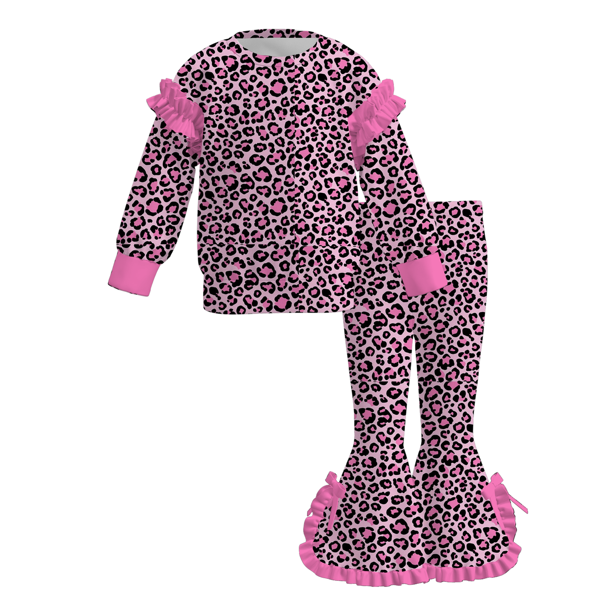 （Weekly Pre-Order）Girls Bow&Leopard Print Outfit Set（Ends 10.11）