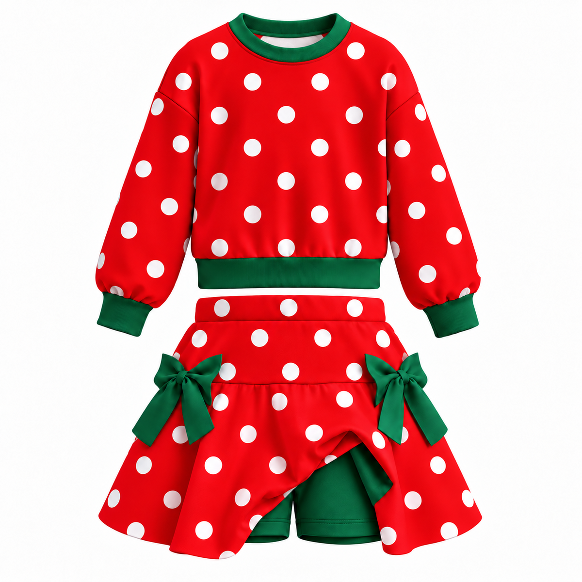 （Weekly Pre-Order）Girls Fall Dot Print Skort Set（Ends 10.18）