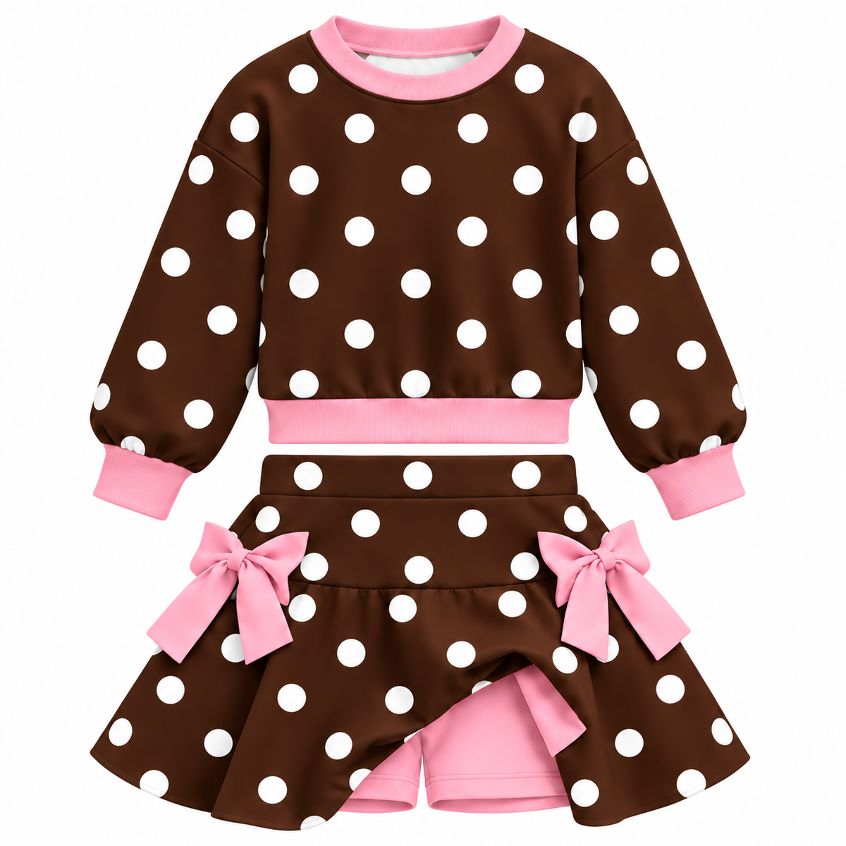 （Weekly Pre-Order）Girls Fall Dot Print Skort Set（Ends 10.18）