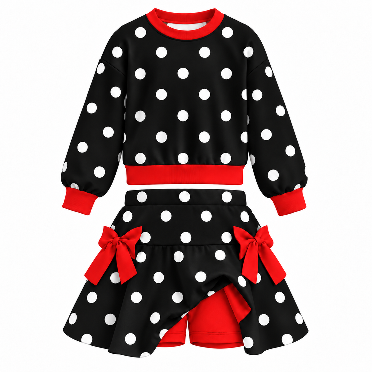 （Weekly Pre-Order）Girls Fall Dot Print Skort Set（Ends 10.18）