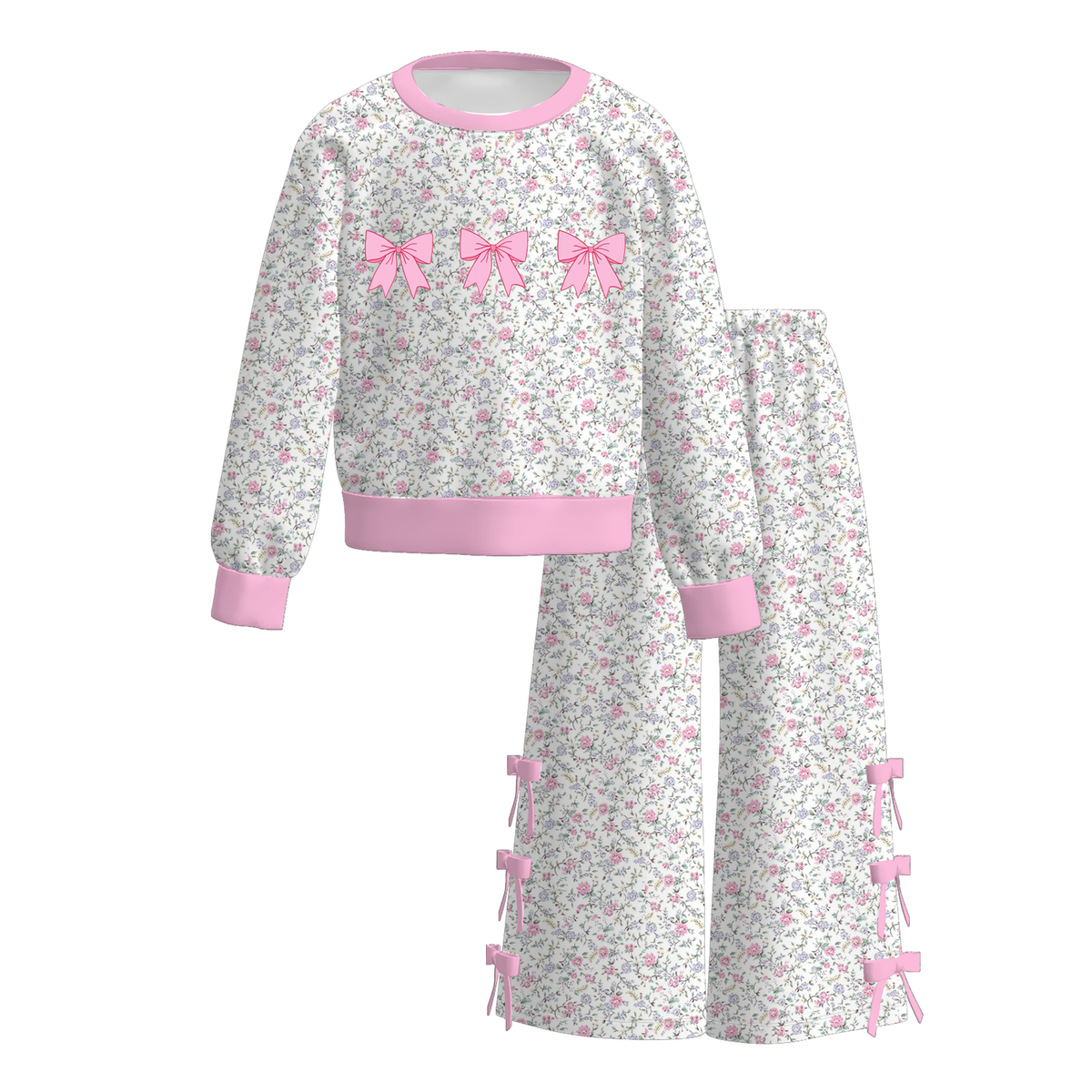 （Weekly Pre-Order）Girls Dot&Bow Print Outfit Set（Ends 10.28）