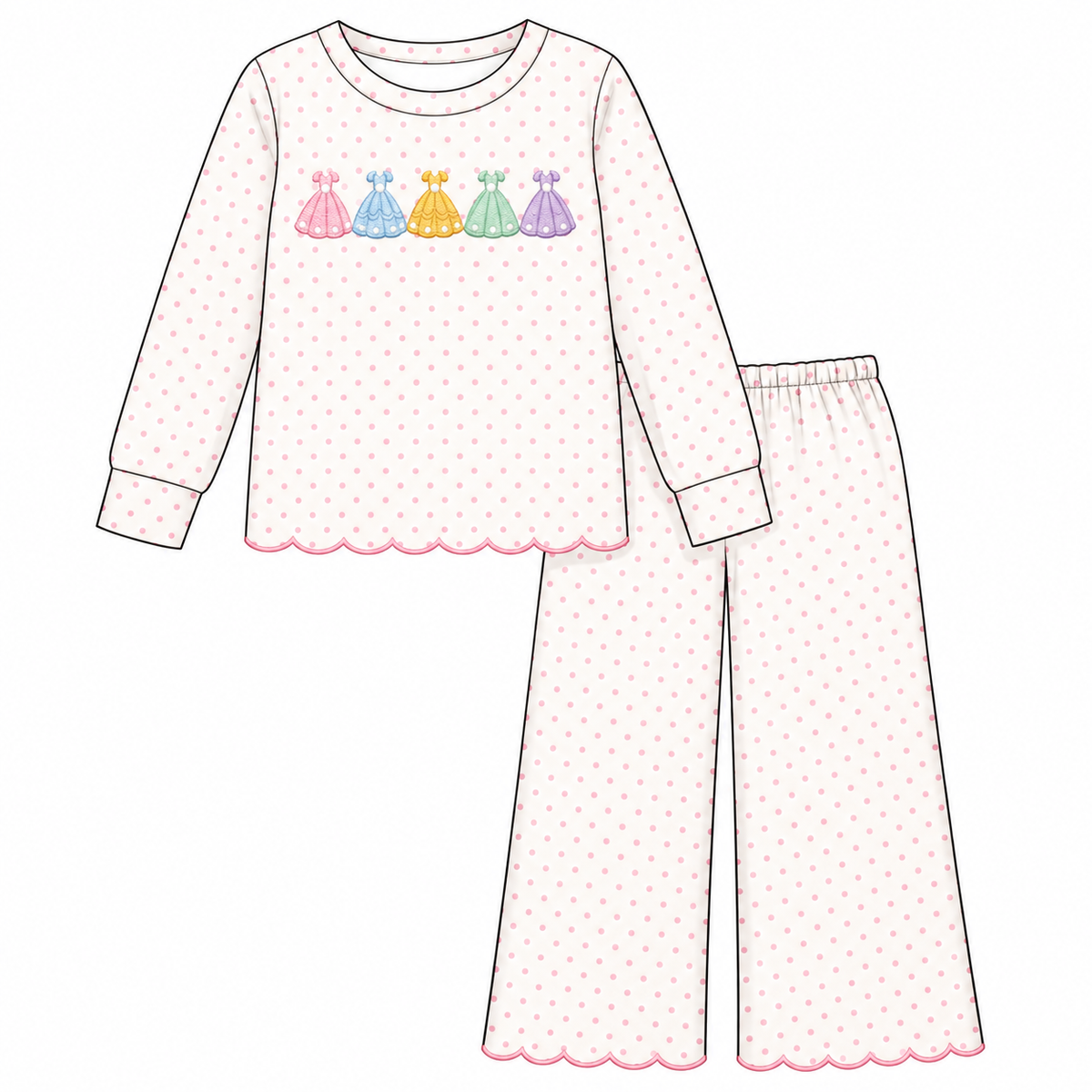 （Weekly Pre-Order）Girls Spring&Summer Princess Embroidery Scallop Set（Ends 10.28）