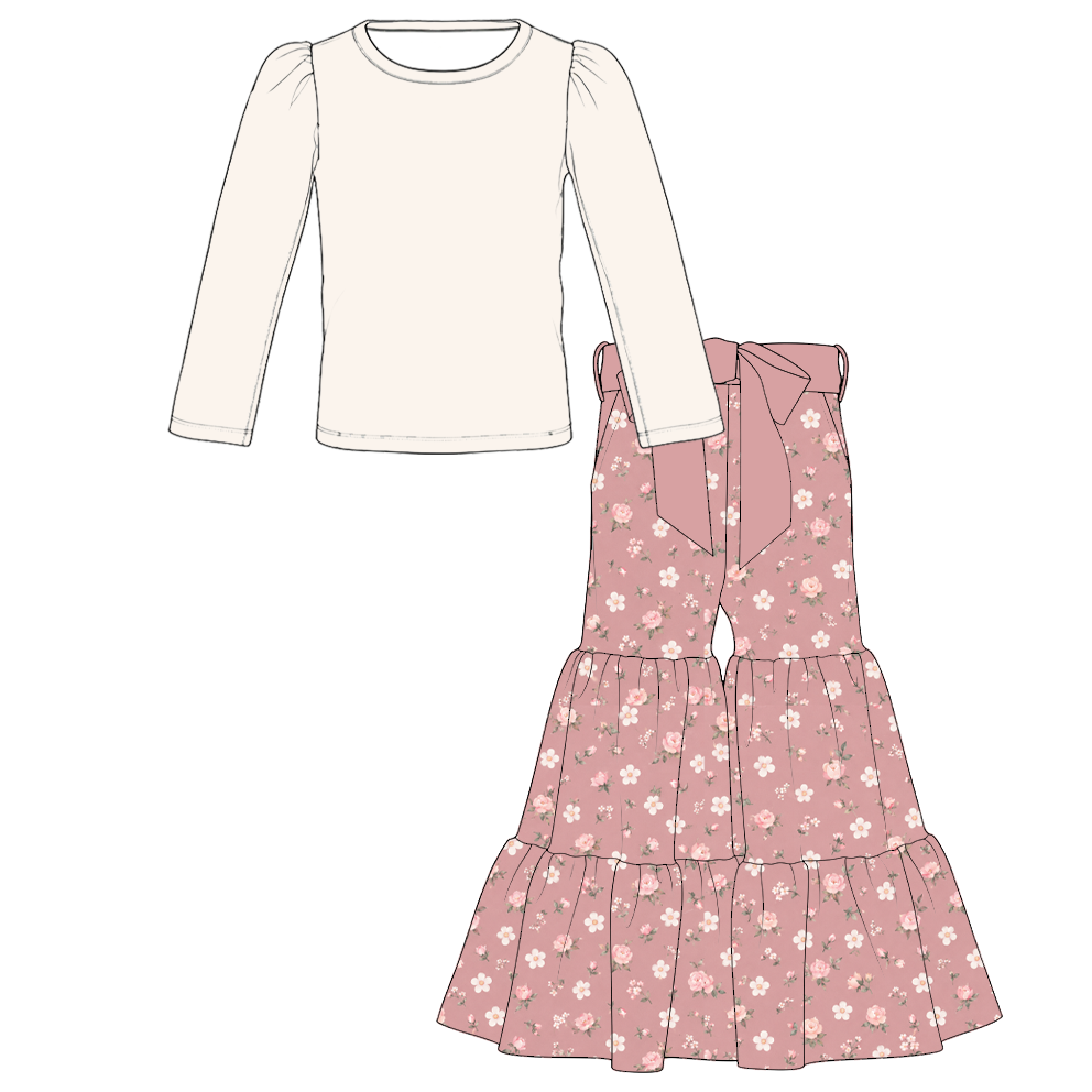（Weekly Pre-Order）Girls Spring&Summer Print Ruffle Outfit Set（Ends 11.1）