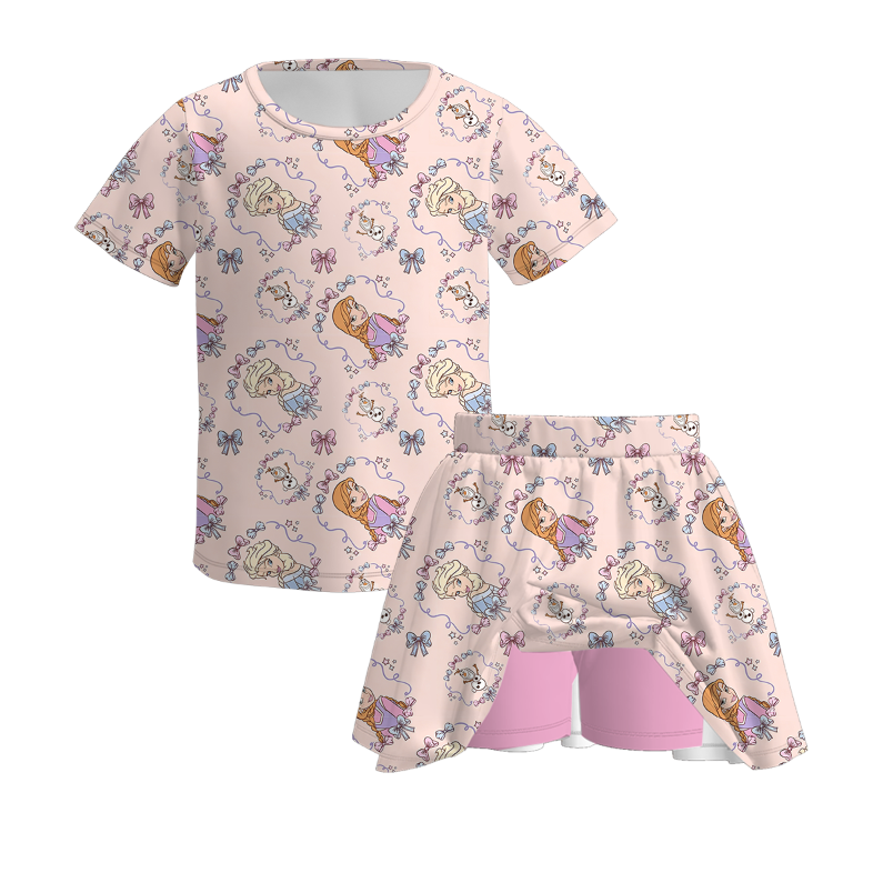 （Pre Order,Prepack Zone）Girls Princess Print Skort Set（Mix Size）