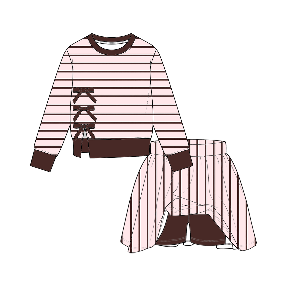 （Weekly Pre-Order）Girls Fall&Winter Stripe Skort Set（Ends 10.6）