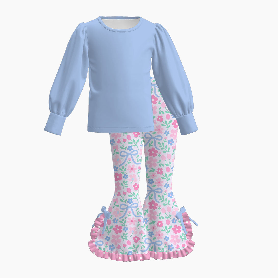 （Weekly Pre-Order）Girls Spring&Summer Floral Print Ruffle Outfit Set（Ends 11.1）