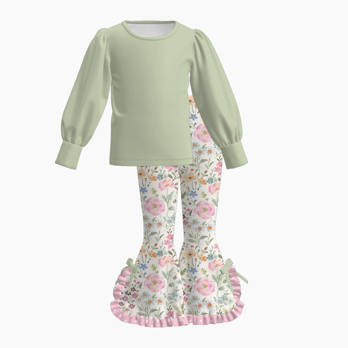 （Weekly Pre-Order）Girls Spring&Summer Floral Print Ruffle Outfit Set（Ends 11.1）