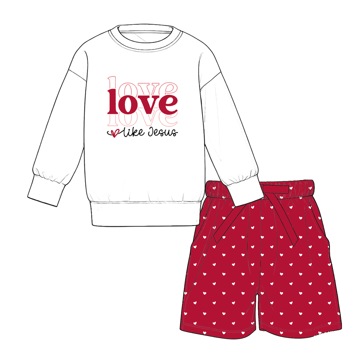 （Weekly Pre-Order）Girls Valentine's Day Print Shorts Set&Pants Set（Ends 11.1）