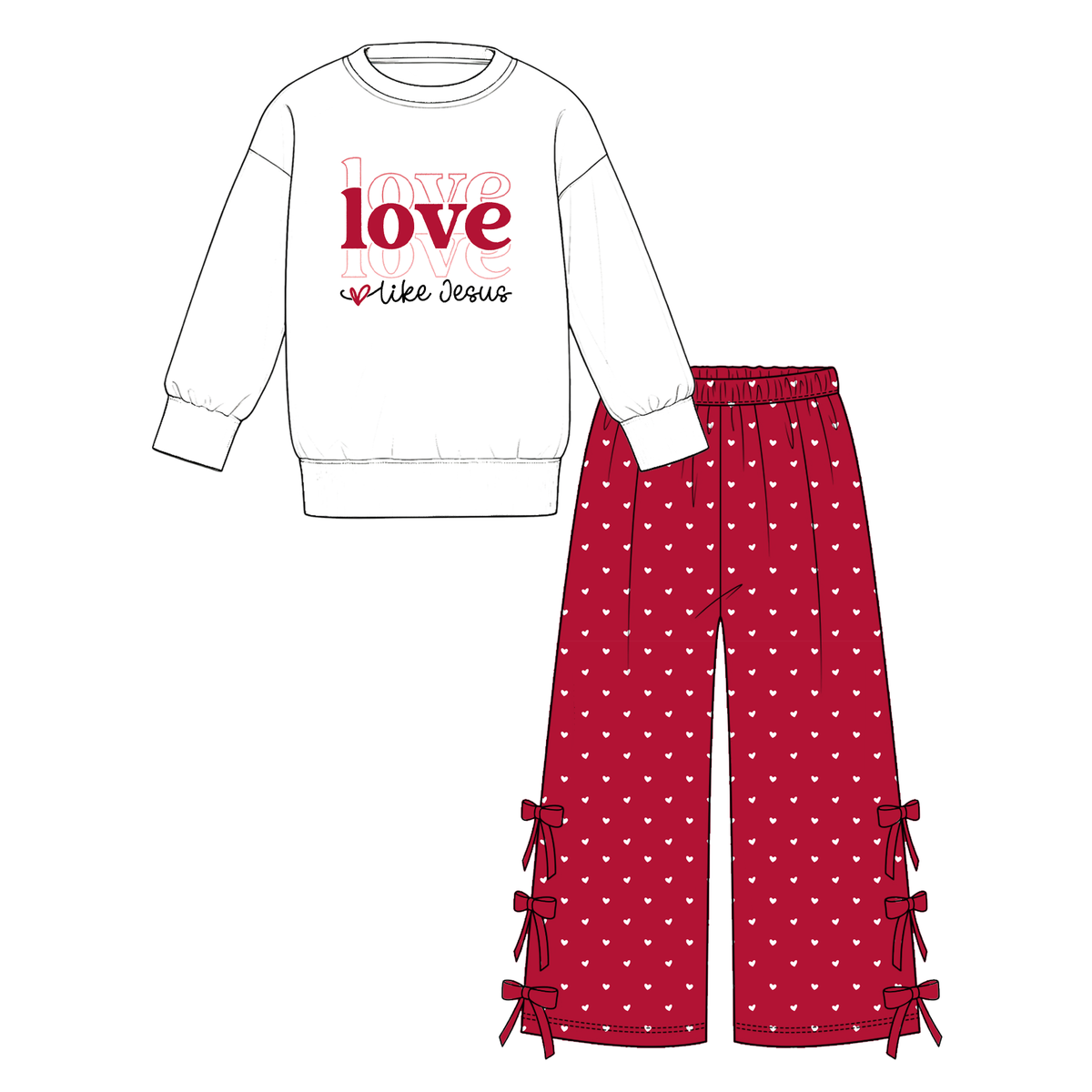 （Weekly Pre-Order）Girls Valentine's Day Print Shorts Set&Pants Set（Ends 11.1）