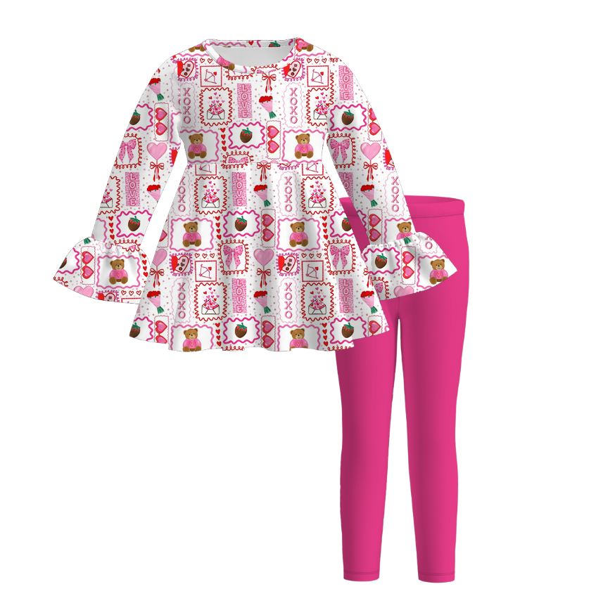 （Weekly Pre-Order）Girls Valentine's Day Print Outfit Set（Ends 11.8）