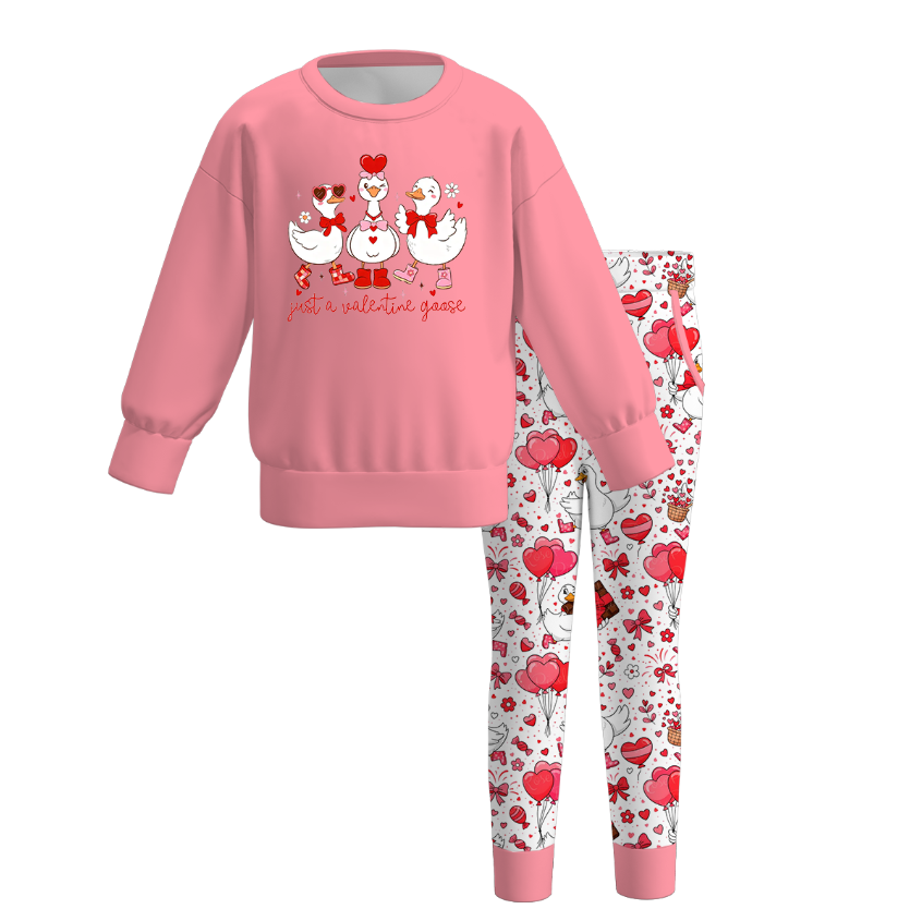 （Weekly Pre-Order）Girls Valentine's Day Print Outfit Set（Ends 11.8）