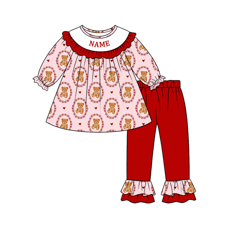 （Pre Order）Sisters Valentine's Day Embroidery Smocked Dress,Set&Romper