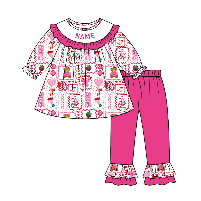 （Pre Order）Sisters Valentine's Day Embroidery Smocked Dress,Set&Romper