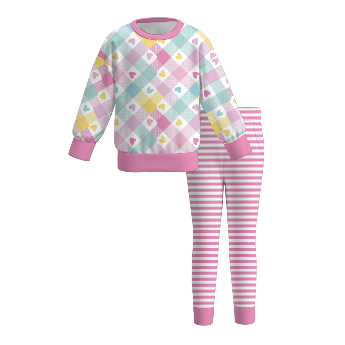 （Weekly Pre-Order）Girls Valentine's Day&Mardi Gras Print Outfit Set（Ends 11.8）
