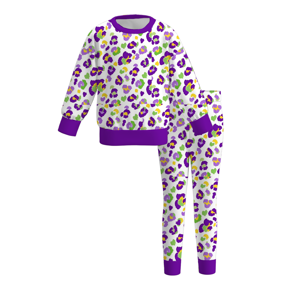 （Weekly Pre-Order）Girls Valentine's Day&Mardi Gras Print Outfit Set（Ends 11.8）