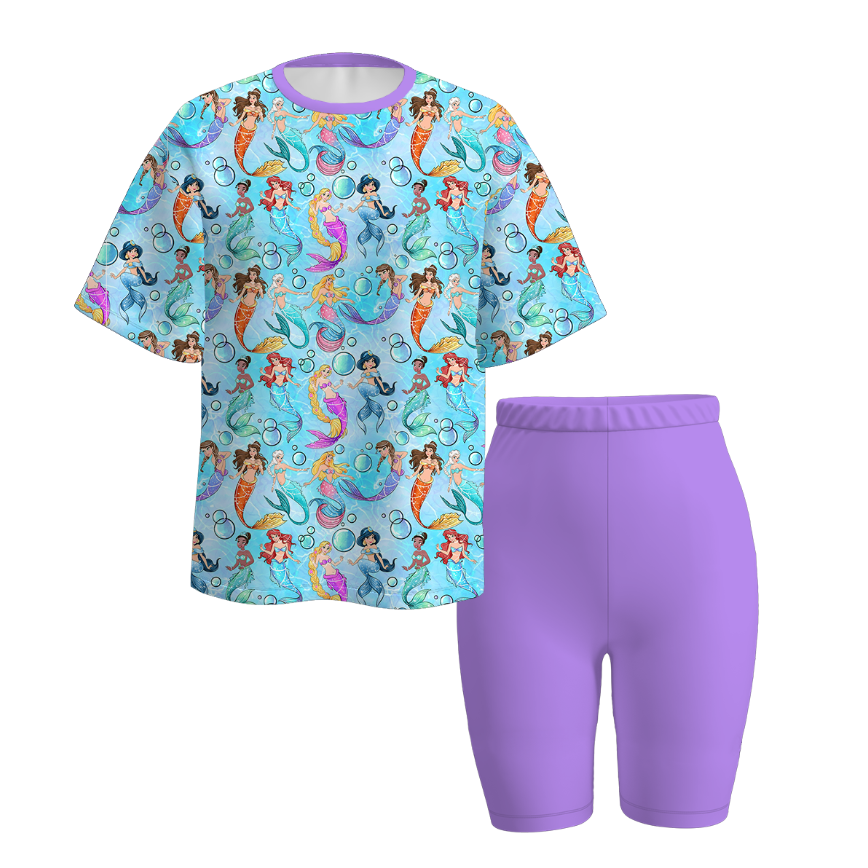 （Pre Order）Adults Spring and Summer Princess Print Cycling Trouser Set