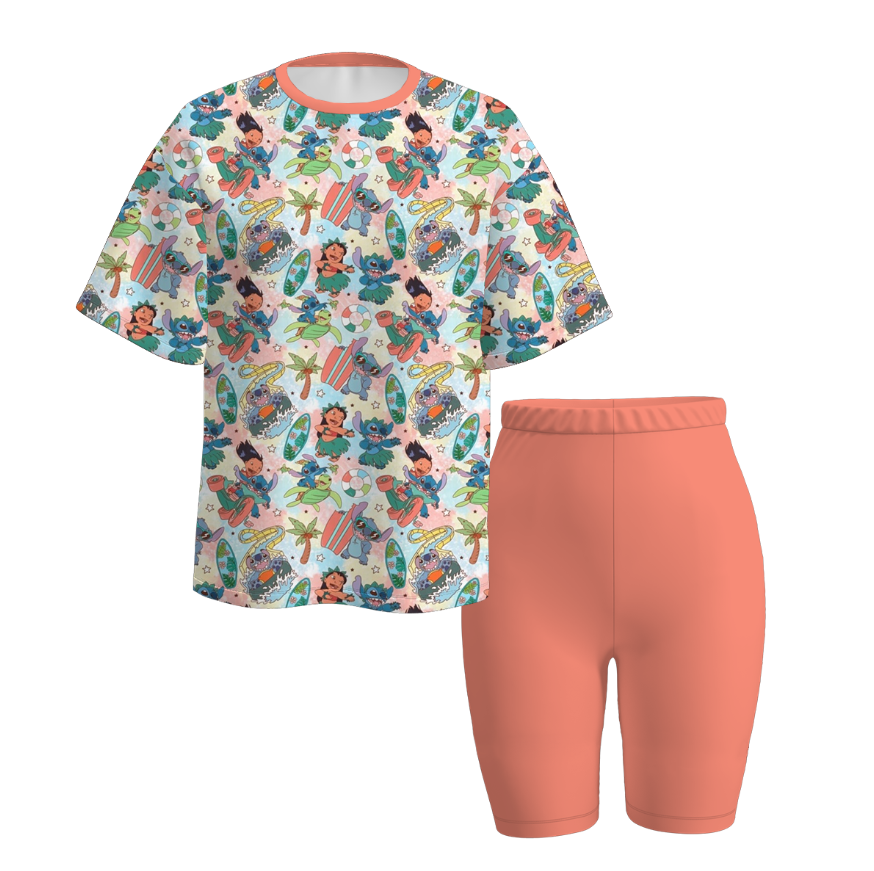 （Pre Order）Family Spring and Summer Cartoon Print Set＆Top