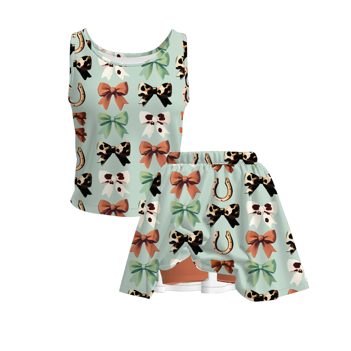 （Pre Order）Adults Summer Cartoon Print Skort Set