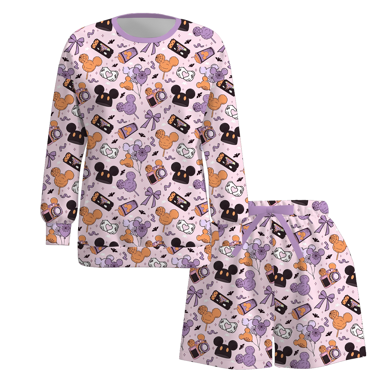 （Pre Order+Prepack Zone）Family Halloween Cartoon Print Shorts Set（Mix Size）