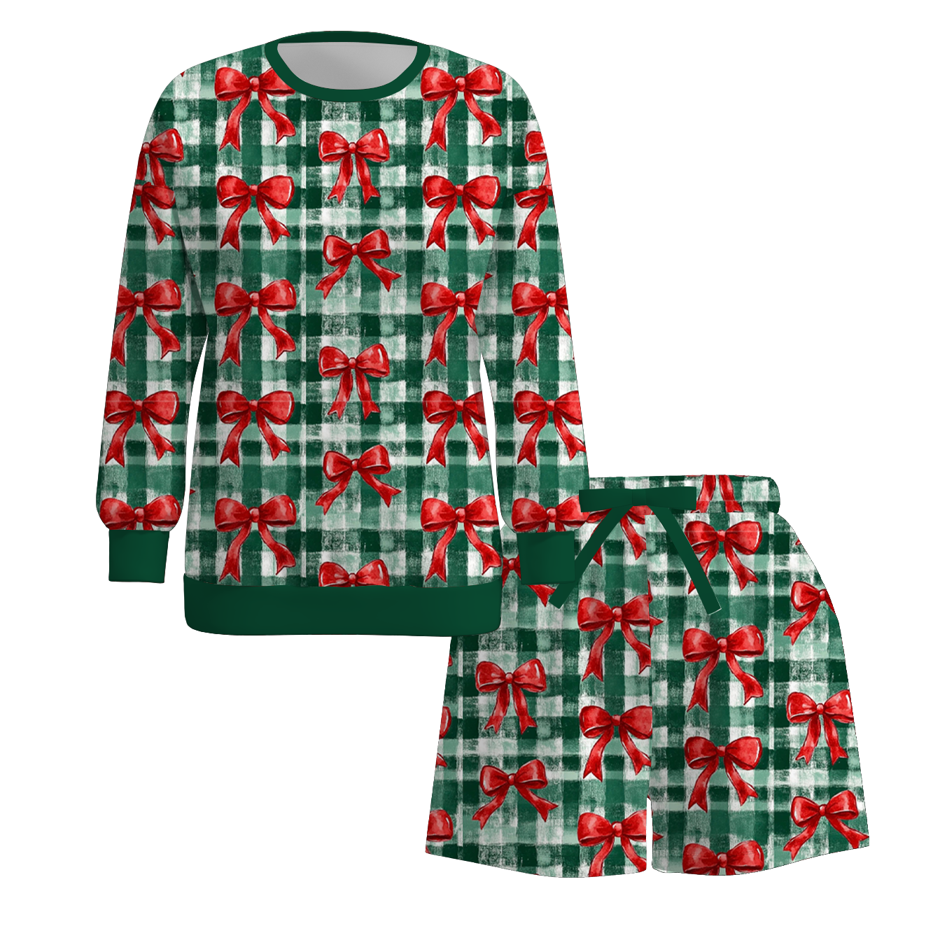 （Pre Order）Family Christmas Bow Print Shorts Set