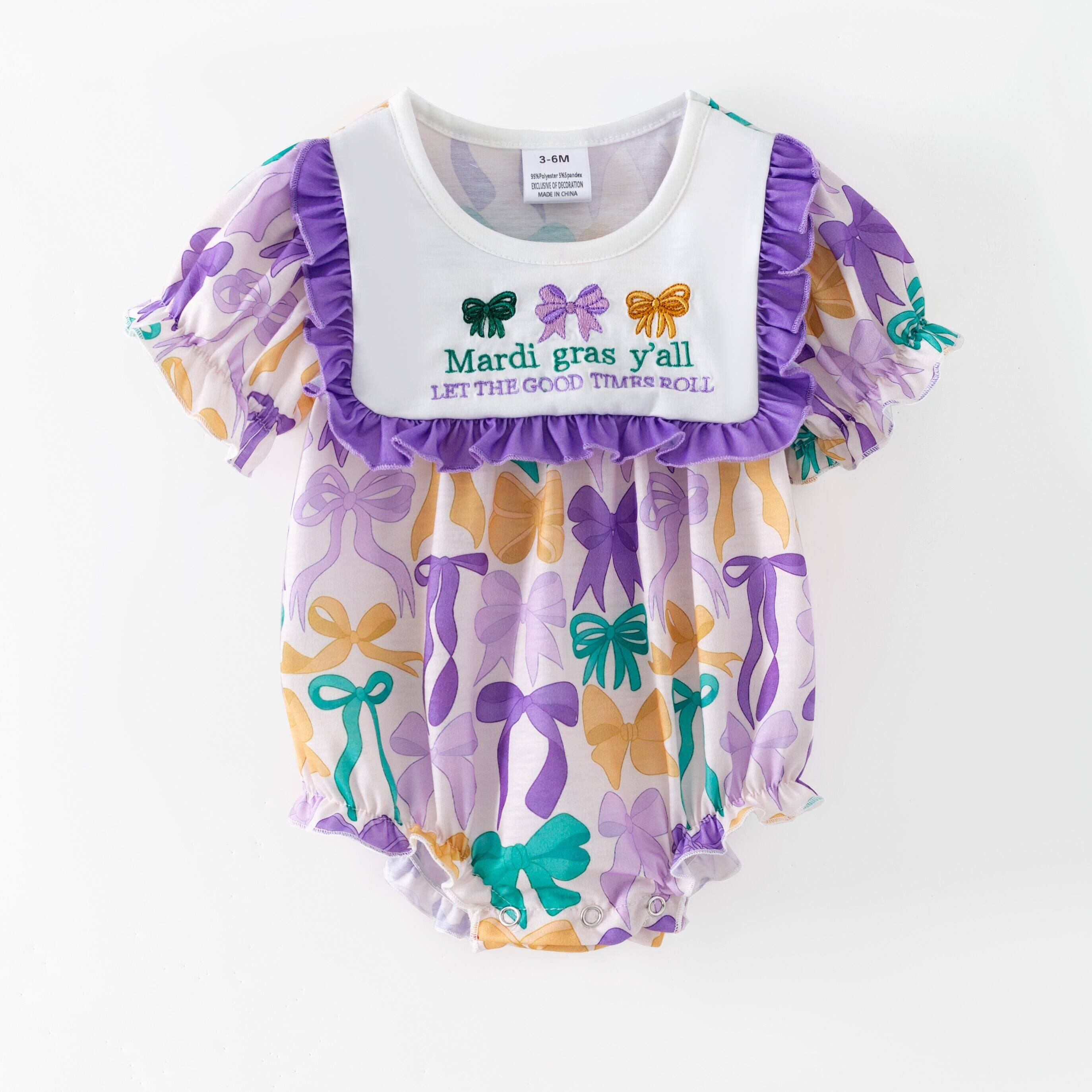 （Pre Order,Prepack Zone）Family Mardi Gras Embroidery Dress&Romper（Mix Size）