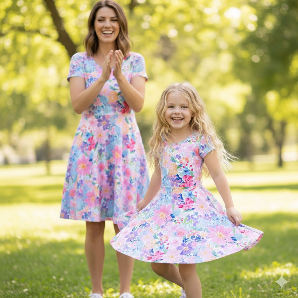 （Pre Order,Prepack Zone）Family Floral Print Dress