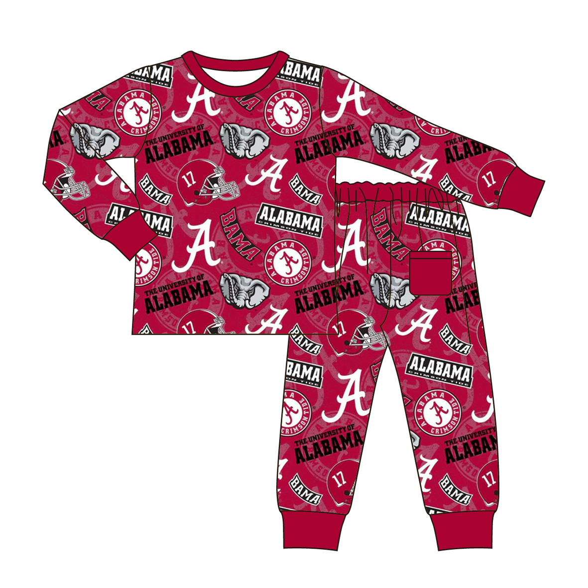 （Pre Order）Family Football Alabama Print Pajamas&Romper
