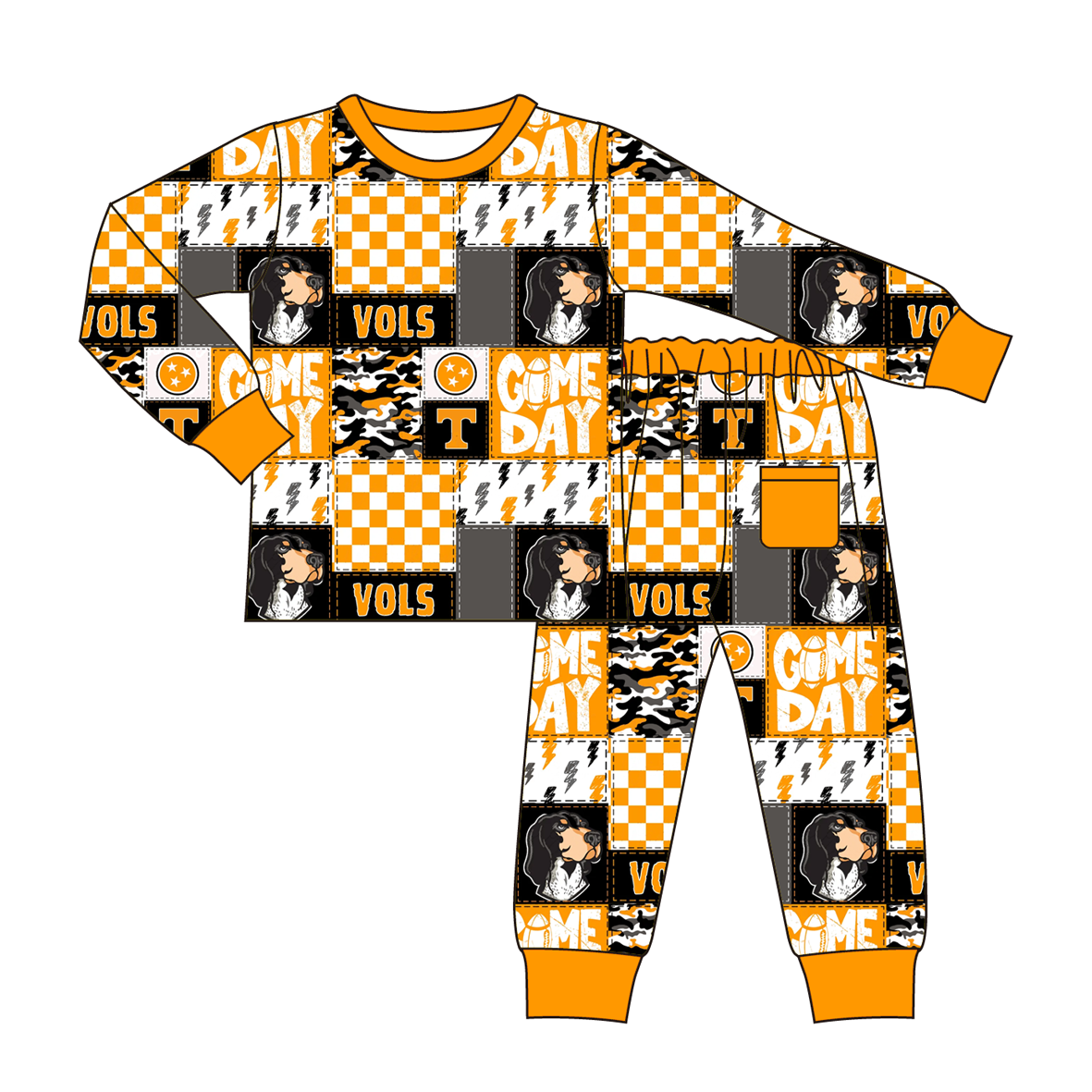 （Pre Order）Family Football Tennessee Print Pajamas&Romper