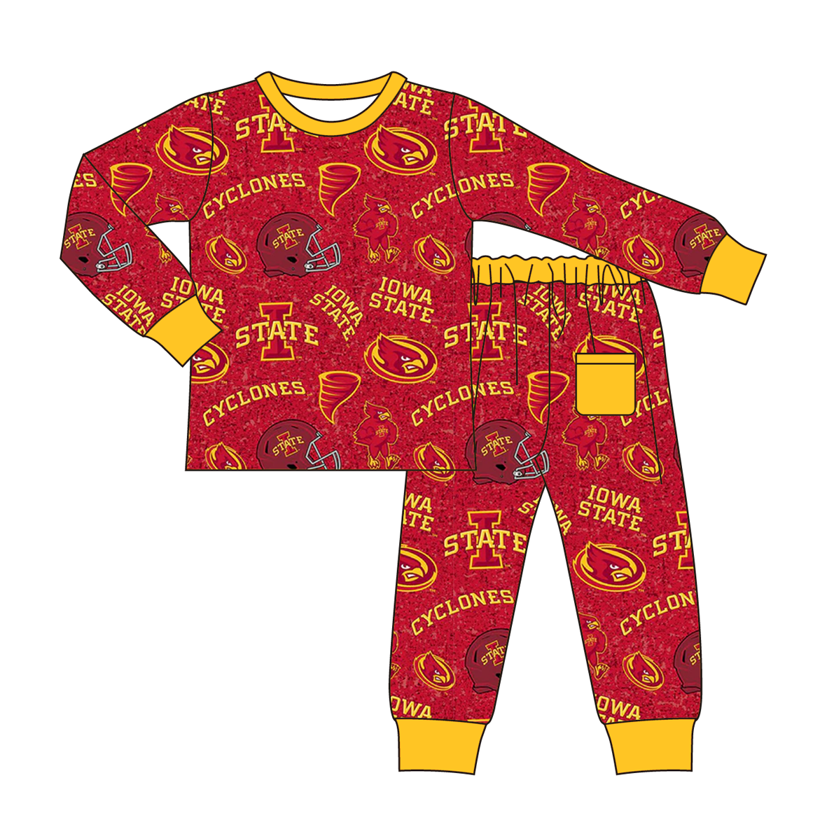（Pre Order）Family Football Iowa Print Pajamas&Romper