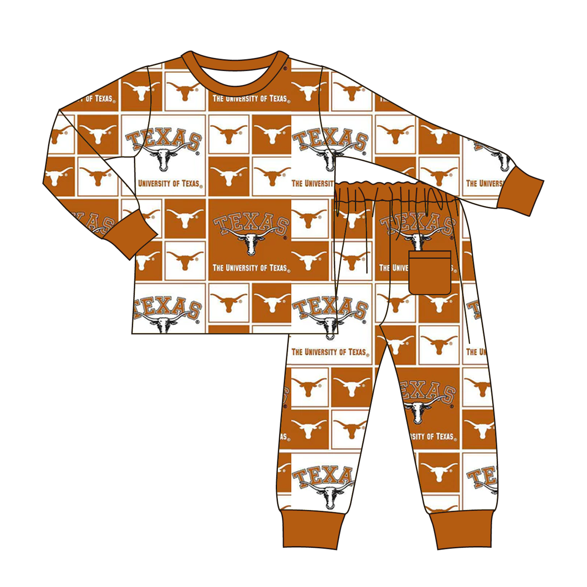（Pre Order）Family Football Texas Print Pajamas&Romper