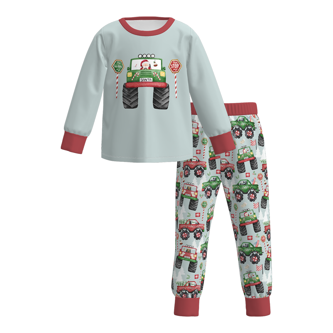 （Pre Order）Boys Christmas Santa Claus Print Pajamas