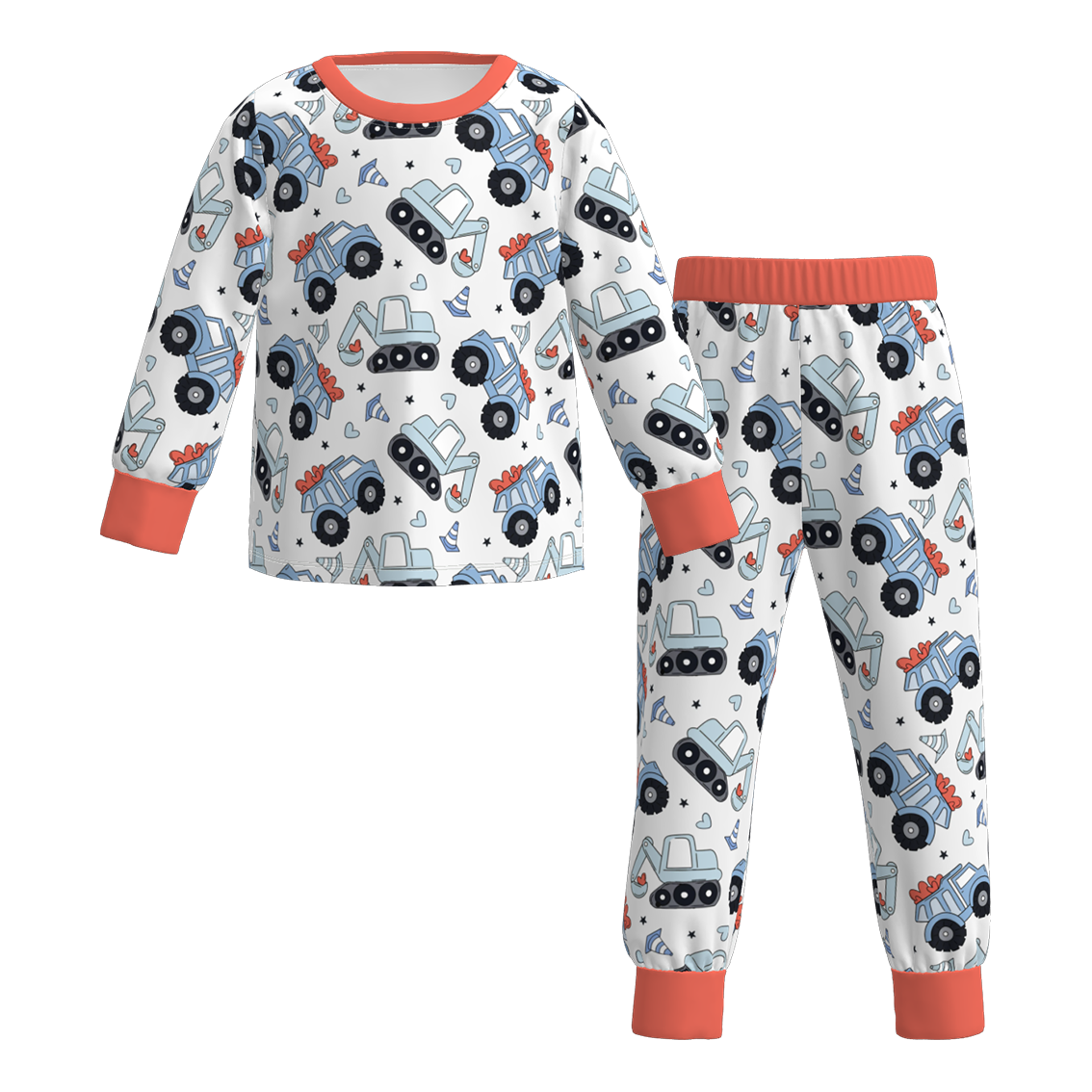 （Pre Order）Boys Valentine's Day Excavator Print Pajamas