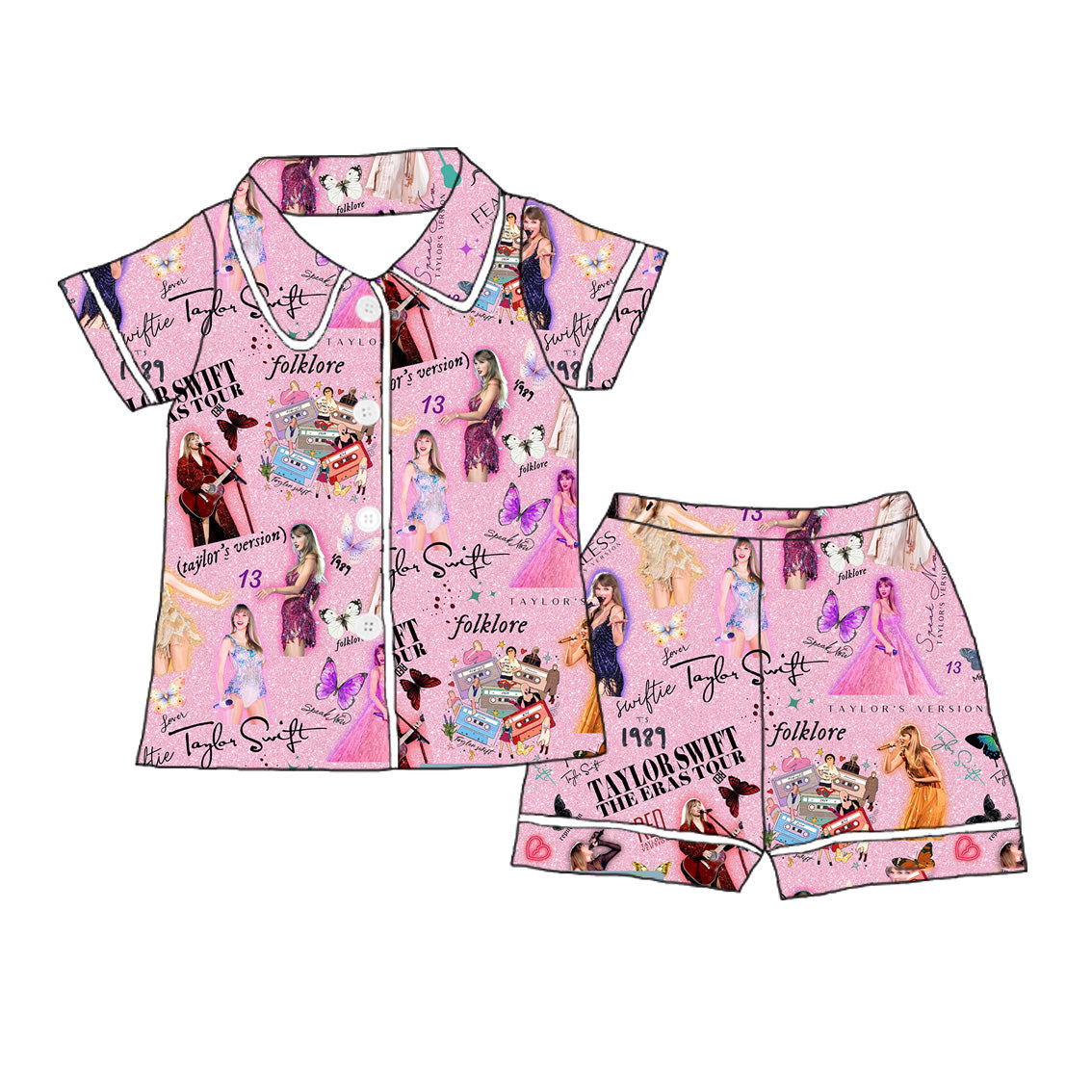 （Pre Order）Girls Summer TS Print Pajamas Short Set