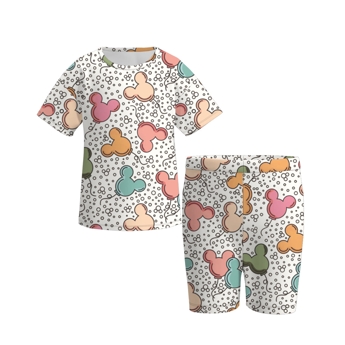 （Pre Order）Girls Cartoon Print Cycling Trouser Set