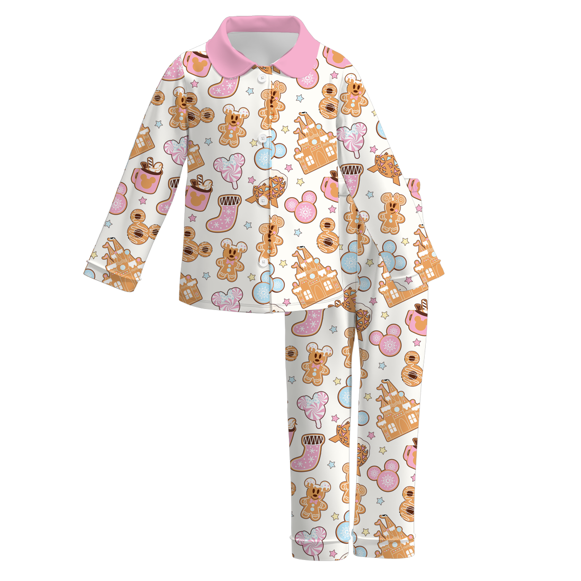 （Pre Order）Girls Christmas Cartoon Print Pajamas