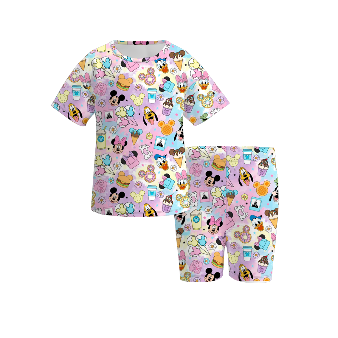 （Pre Order）Girls Cartoon Print Cycling Trouser Set
