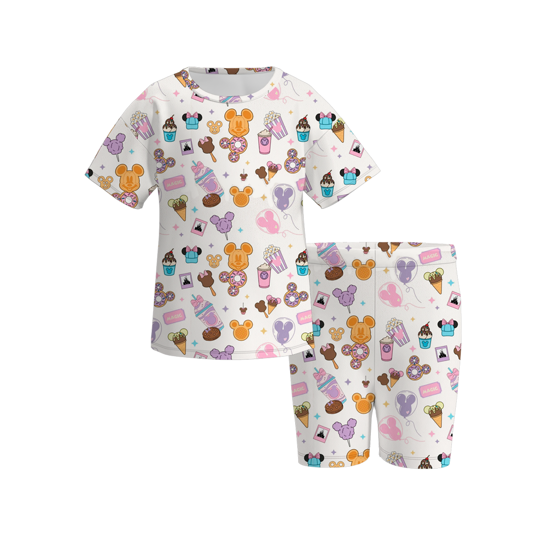 （Pre Order）Girls Cartoon Print Cycling Trouser Set