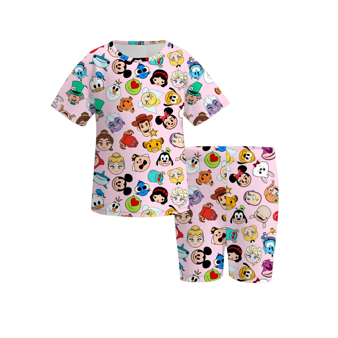 （Pre Order）Girls Cartoon Print Cycling Trouser Set