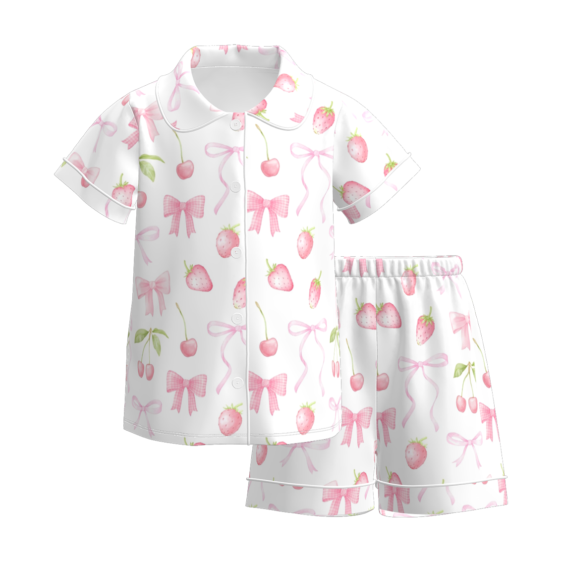 （Pre Order）Girls Spring and Summer Cherry Print Pajamas