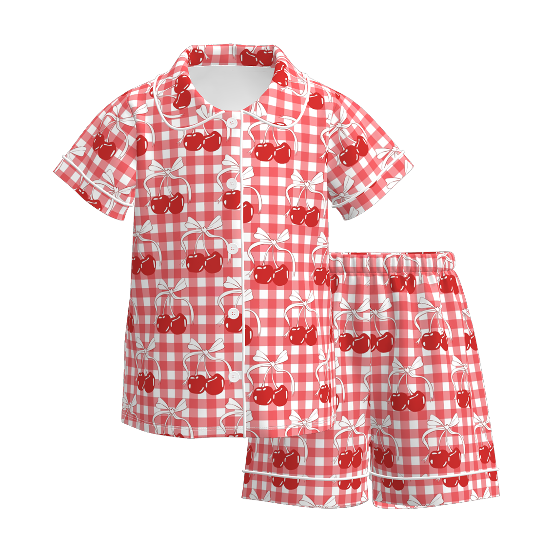 （Pre Order）Girls Spring and Summer Cherry Print Pajamas