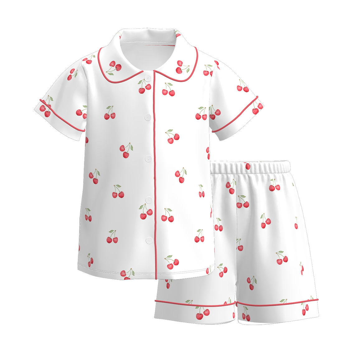 （Pre Order）Girls Spring and Summer Cherry Print Pajamas
