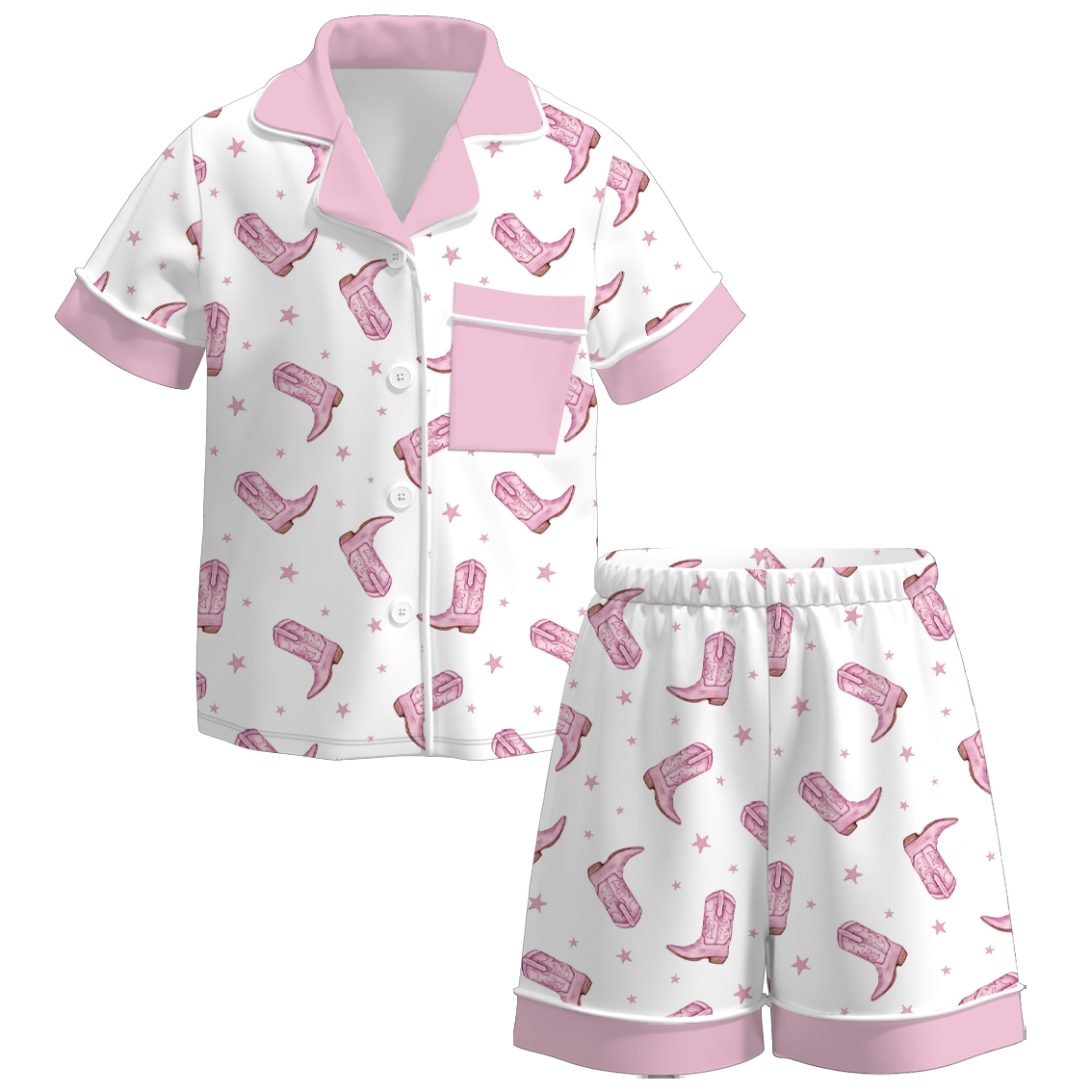 （Pre Order）Girls Spring and Summer Western Print Pajamas